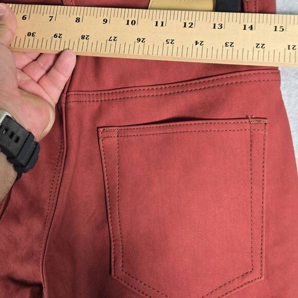 NWT MNML Men Leather Flare Denim Jeans Size 28 Burgundy - Picture 7 of 10